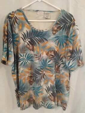 Women's WHITE STAG Leaves Multicolor Shirt Size 22W/24W Top